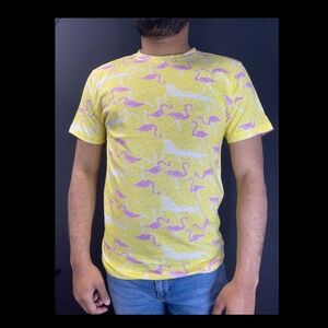 Flamingo & Chairs Jersey Print Crew